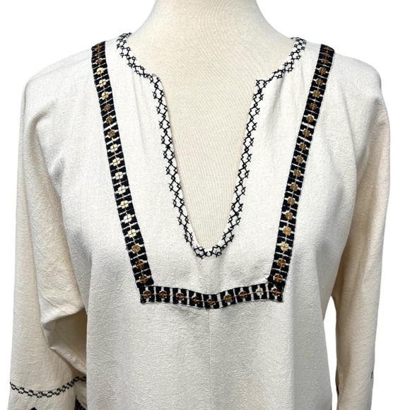 Ulla Johnson Silk Cream Embroidered Split Neck Peasant Top Women’s 8 - Picture 2 of 10